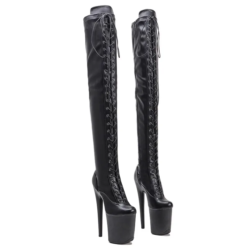 LAIJIANJINXIA New 20CM/8Inch PU Upper Women's Platform Party High Heels Modern Over The Knee Boots Pole Dance Shoes 034