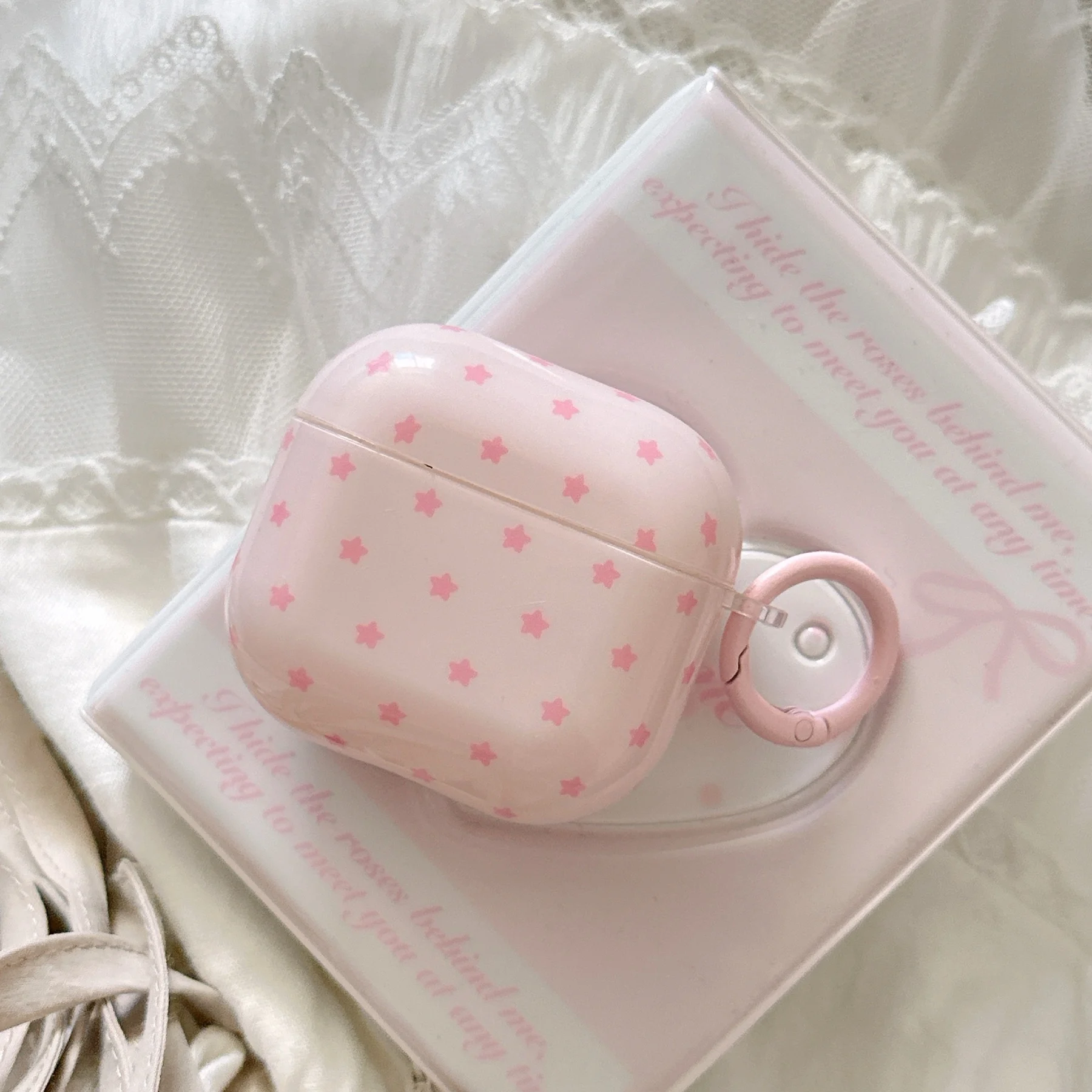 Étui pour écouteurs à motif d'étoile rose, joli écran complet, avec pendentif étoile à cinq branches, adapté aux AirPods 1 2 3 4 Pro Pro2 Pro3