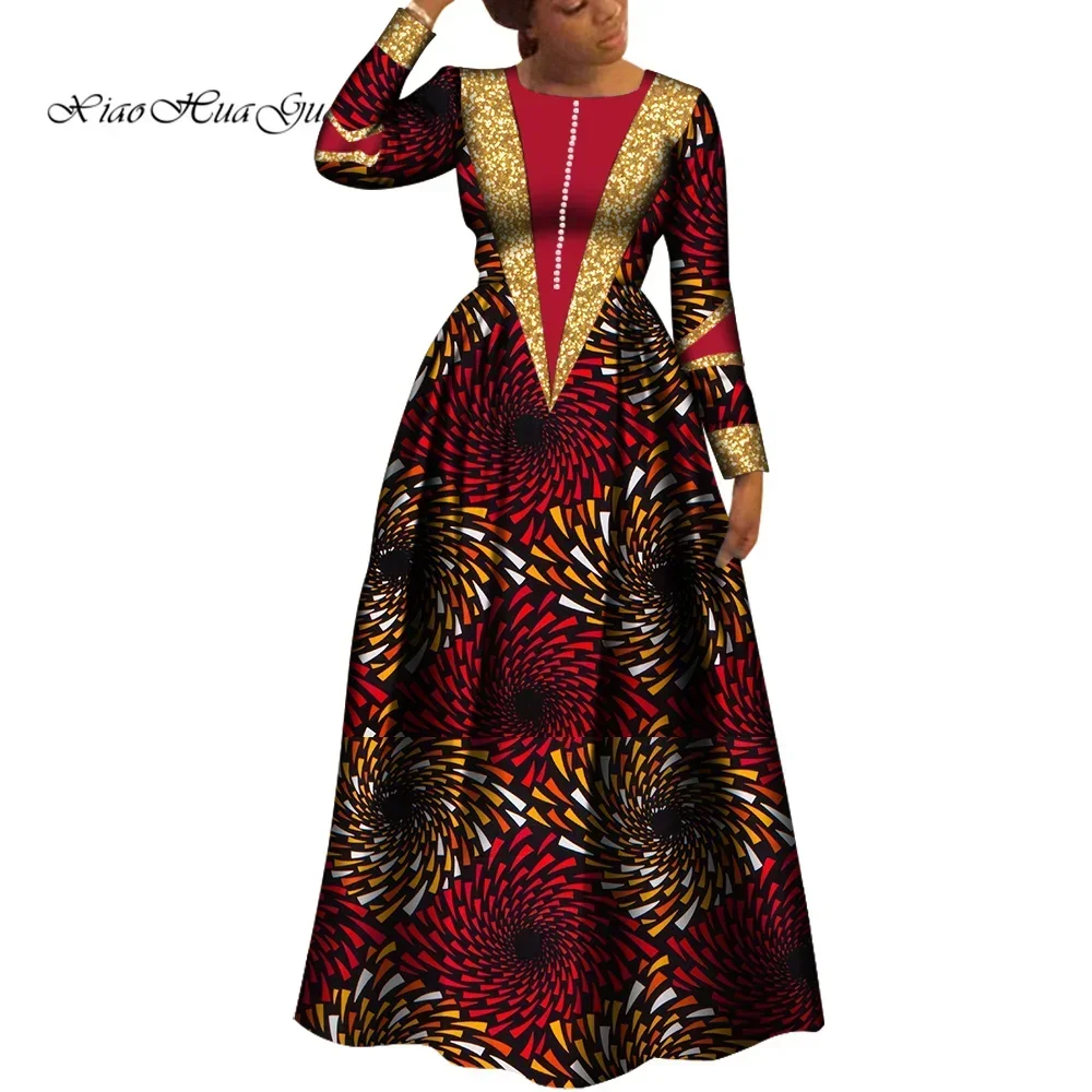 Vestidos africanos para mulheres dashiki vestido africano impressão robe africaine femme plus size áfrica roupas festa de casamento wy8034