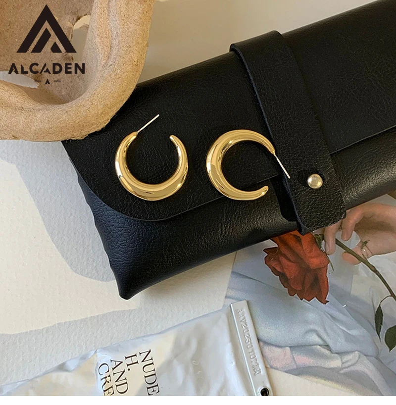 316L Stainless Steel Hoop Earrings for Women, Exaggerated C-Shape Big Round Circle Earrings, Trendy Metal Ear Jewelry Gifts