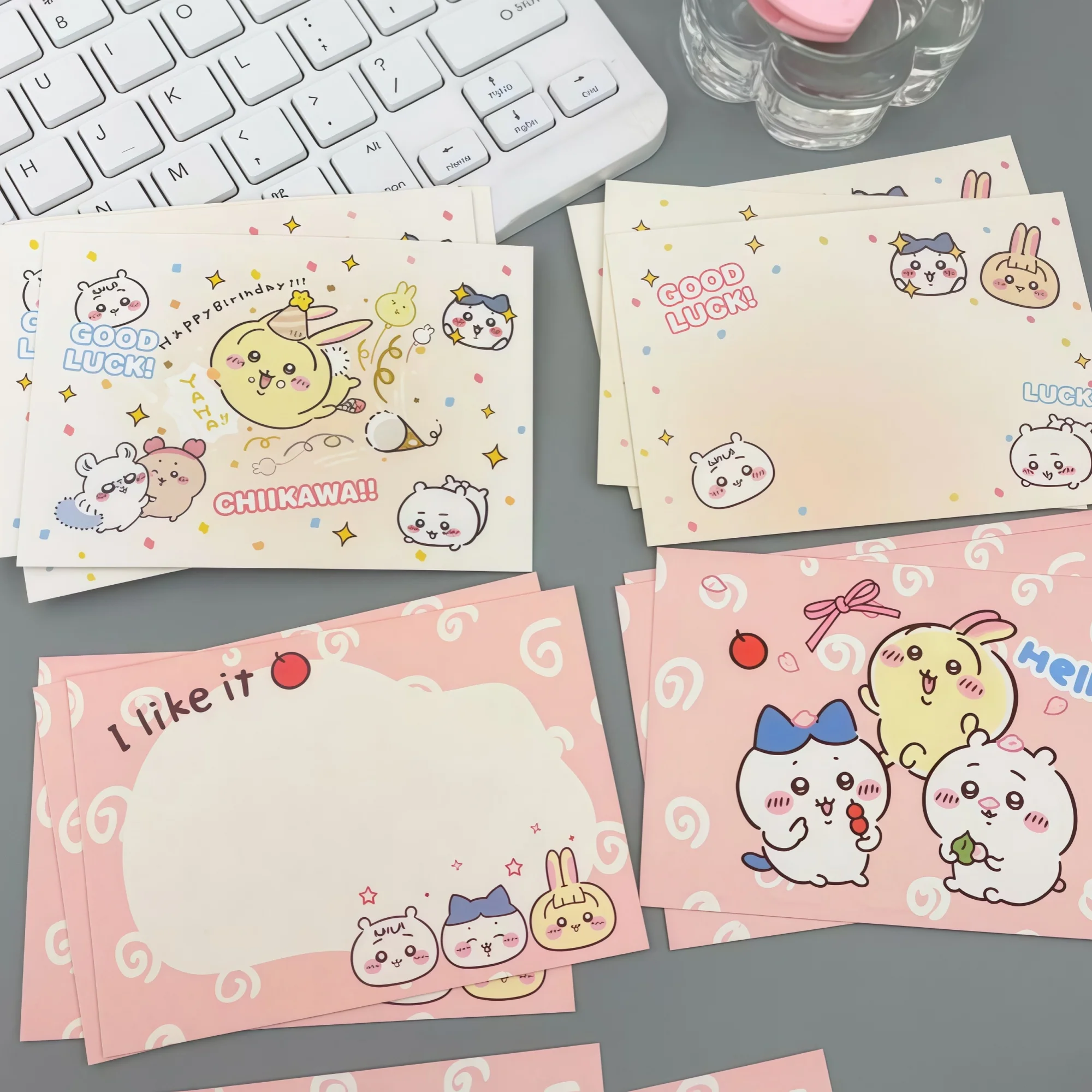 20Pcs Chiikawa Greeting Cards Hachiware Usagi Chiikawa Handwritten Message Cards Birthday Festival Wishing Note Card