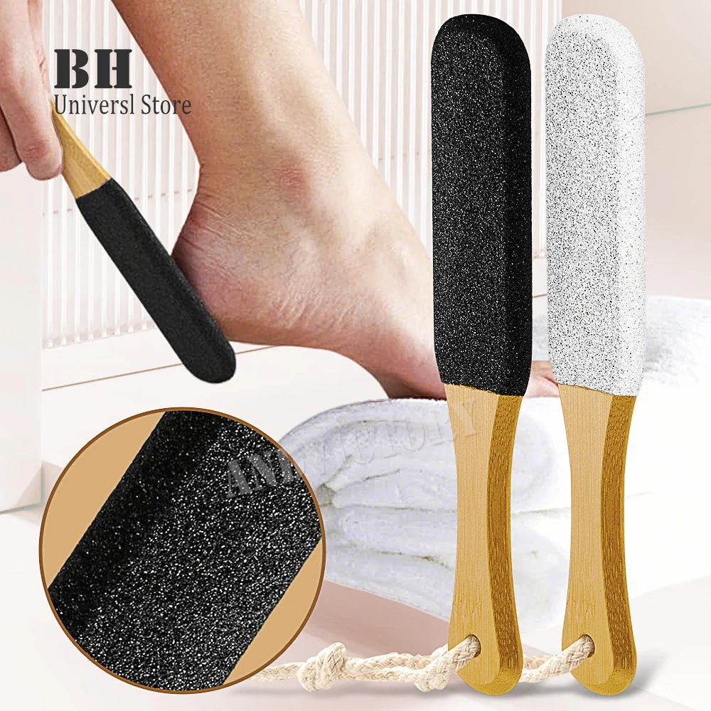 Double Sides Foot File Rasp Pedicure Tools Feet Dead Skin Callus Remover Bamboo Handle Foot Scrubber Sandpaper Foot Care Tool