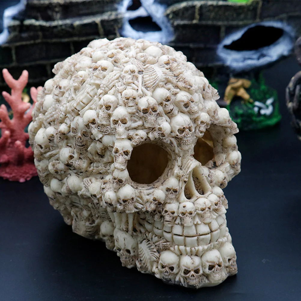 

Skull Prince Design Resin Aquarium Ornament Fish Tank Decoration Artificial Skull Craft Durable Fish Safe Aquarium Ornament