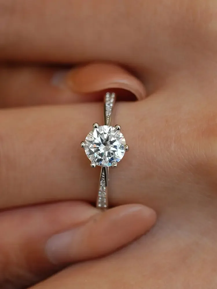 Luxuriöse 925 Sterling Silber Echte 0,5-1 Karat Moissanit Diamantringe für Damen Hochzeit Verlobung Original Edelstein Feiner Schmuck – Detail 5