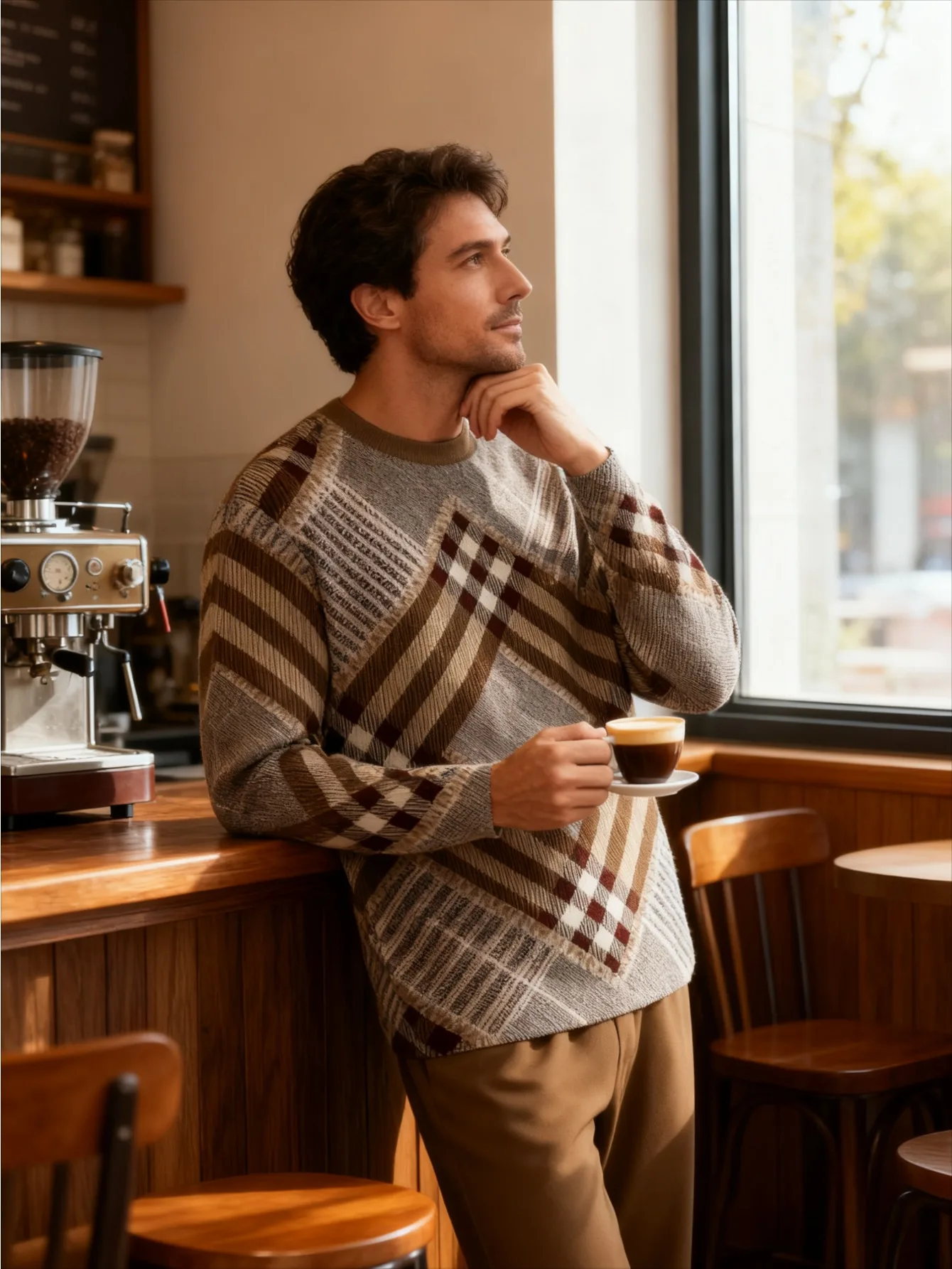 طقم بغطاء للرأس عصري مطبوع رقميًا للرجال مكون من قطعتين