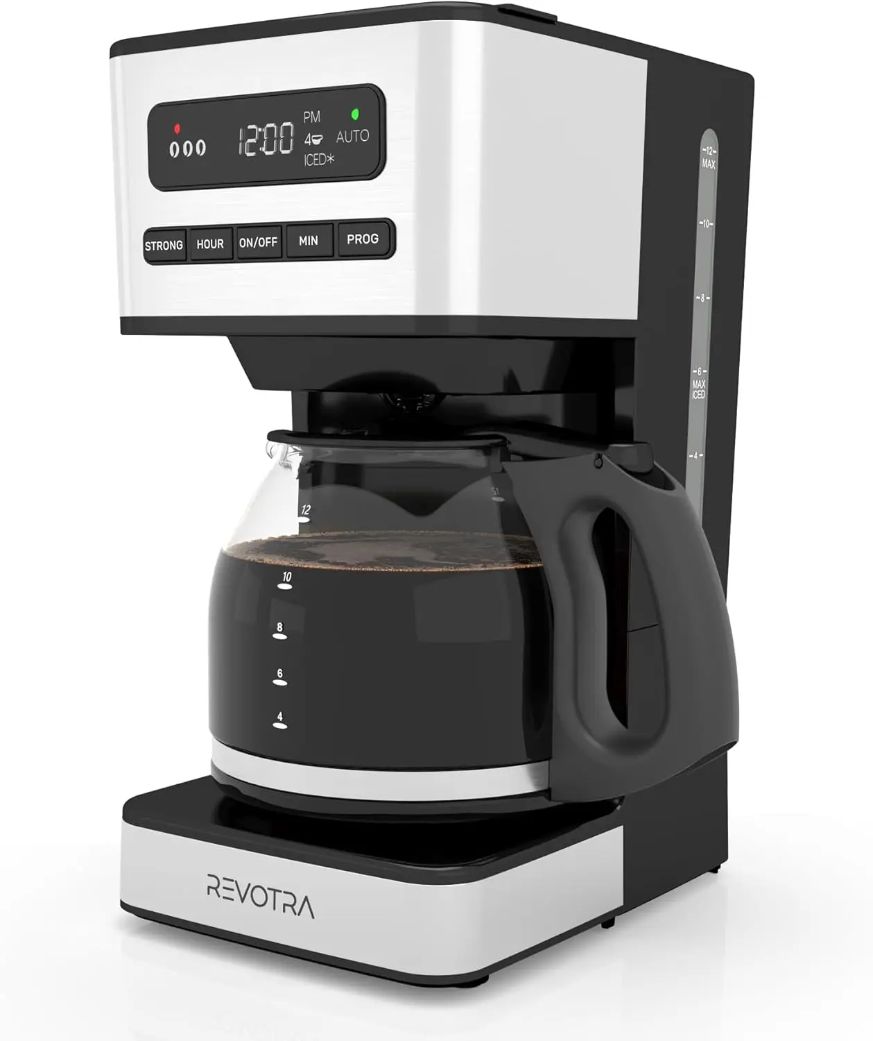 

12-Cup Programmable Coffee Maker with Strong Brew, 24H Timer, Auto Shut-Off, Keep Warm, Pause & Serve