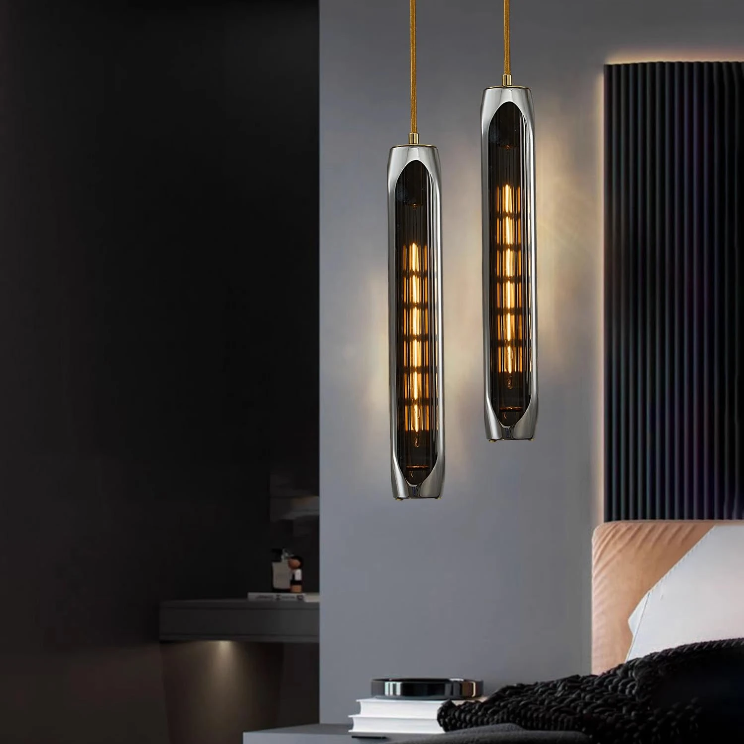 

Nordic Crystal Pendant Light for Kitchen Island Living Room Modern Black Chandelier Hanging Light Indoor Bedside Pendant Lamp