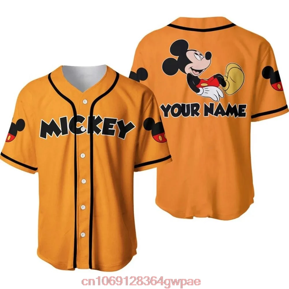 Disney Goofy Minnie Baseball Jersey Top Printed Personalized Disney Series Mickey Mouse Round Neck Simple Top Baseball Jersey