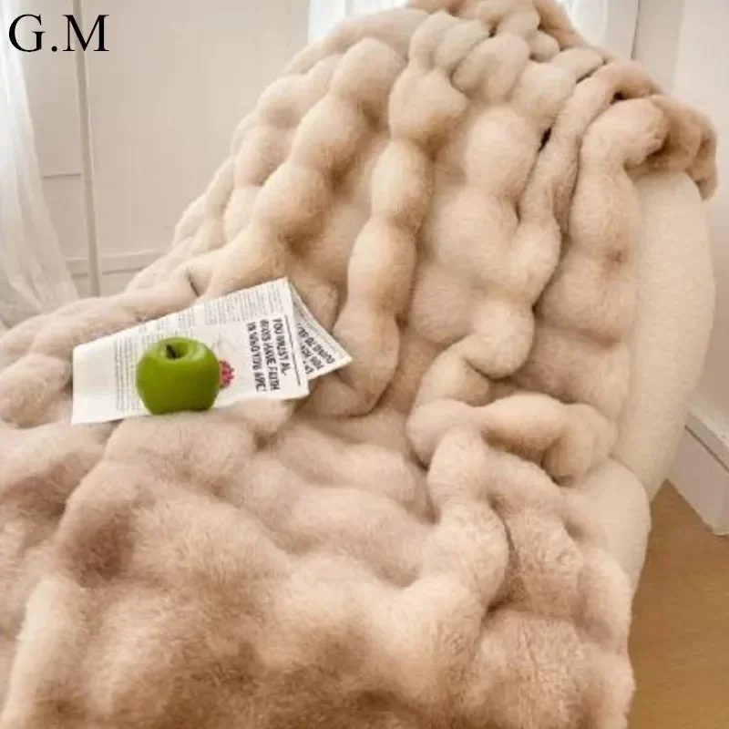 

Artificial Rabbit Plush Blanket,Warm Blanket for Bed,Coral Velet Sofa Throw Blanket,Fluffy Soft Air Conditioning Blankets,