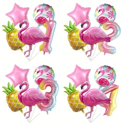 Tropical Flamingo Pineapple Foil Balloon Set 30Inch 0-9 Colorful Number Balloons Girl Birthday Hawaii Party Baby Shower Decor