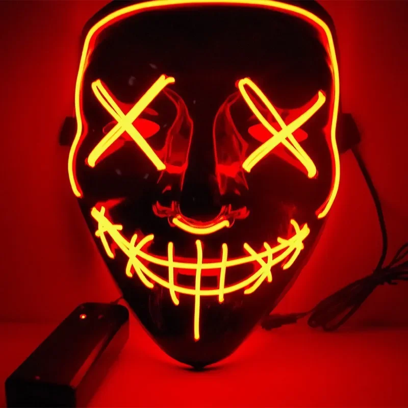 Led Glow Black V Mask Cold Light Halloween Mask Ghost Dance Glow Masks Mardi Gras Mask Masque Cyberpunk