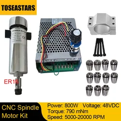 Kit motore mandrino CNC da 800W raffreddato ad aria DC110V 20000RPM ER16 regolatore di velocità dell'alimentatore del motore del mandrino della pinza per Router CNC