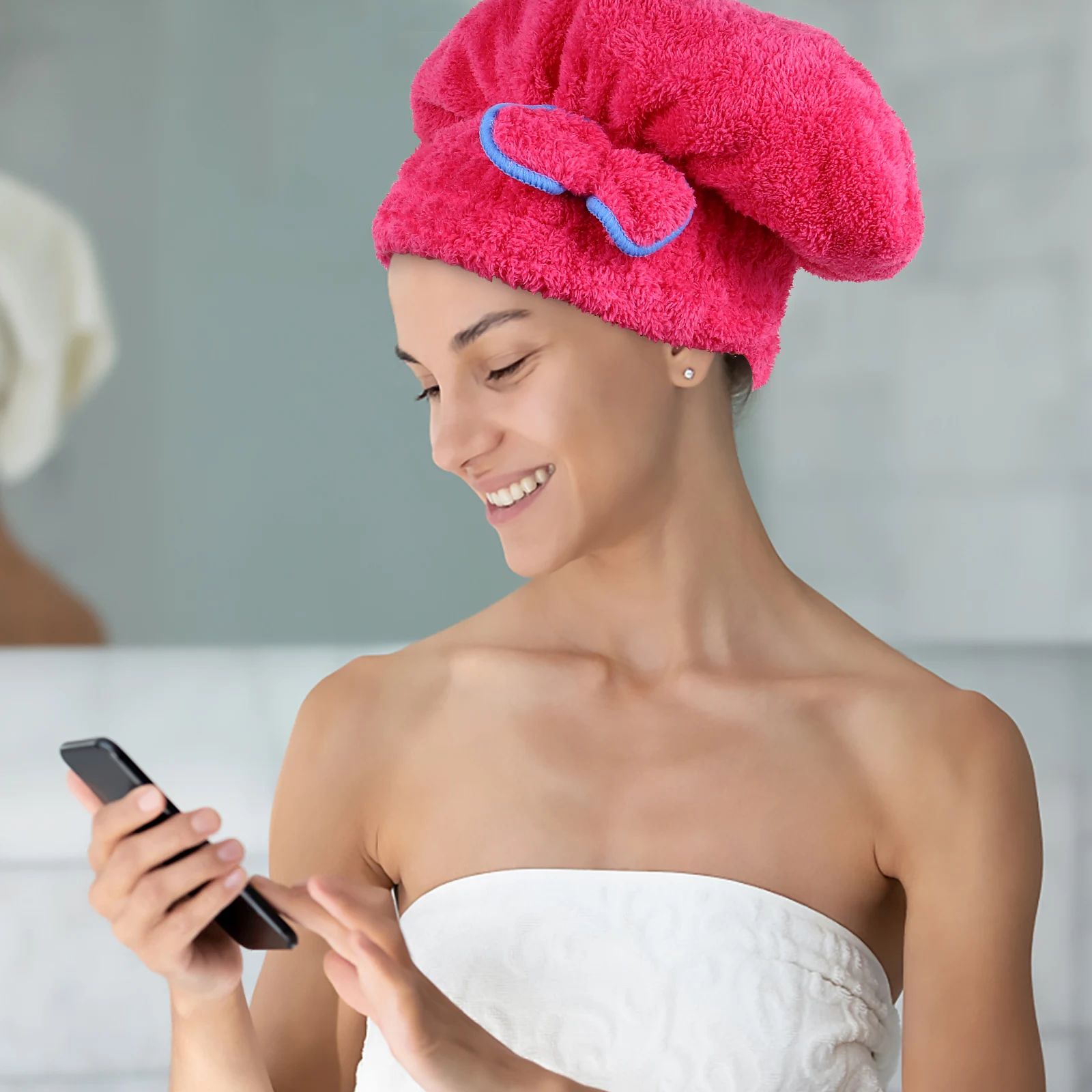 

4pcs Dry Hair Cap Shower Turban Towel Microfiber Fast Drying Hair Wrap for Gym Travel Salon Lightweight Bath Hat Bonnet Home