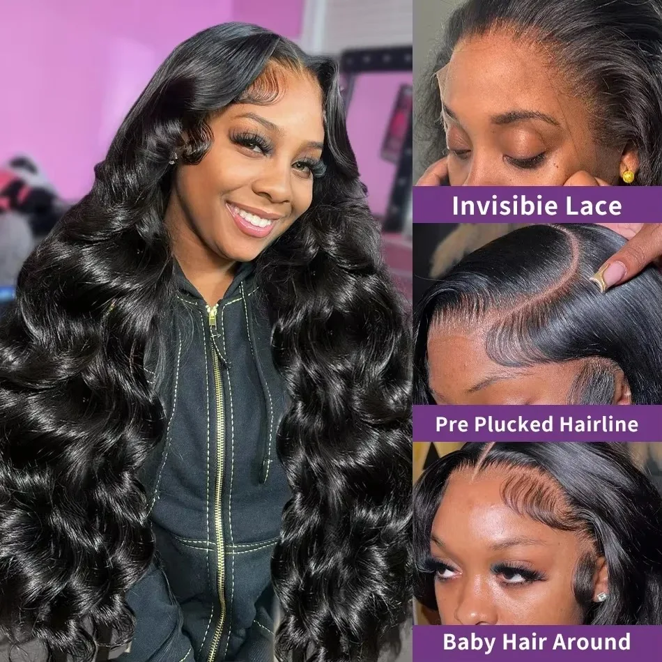 5x5 Ready to Go HD Lace Glueless Wigs 100%  Human Hair Wig Body Wave 40 inch 13x6 Lace Front Human Hair Wig Body Wave 13x4 Pre Plucked Human Hair Wigs  250 Density  for Women Natural Black Brazilian