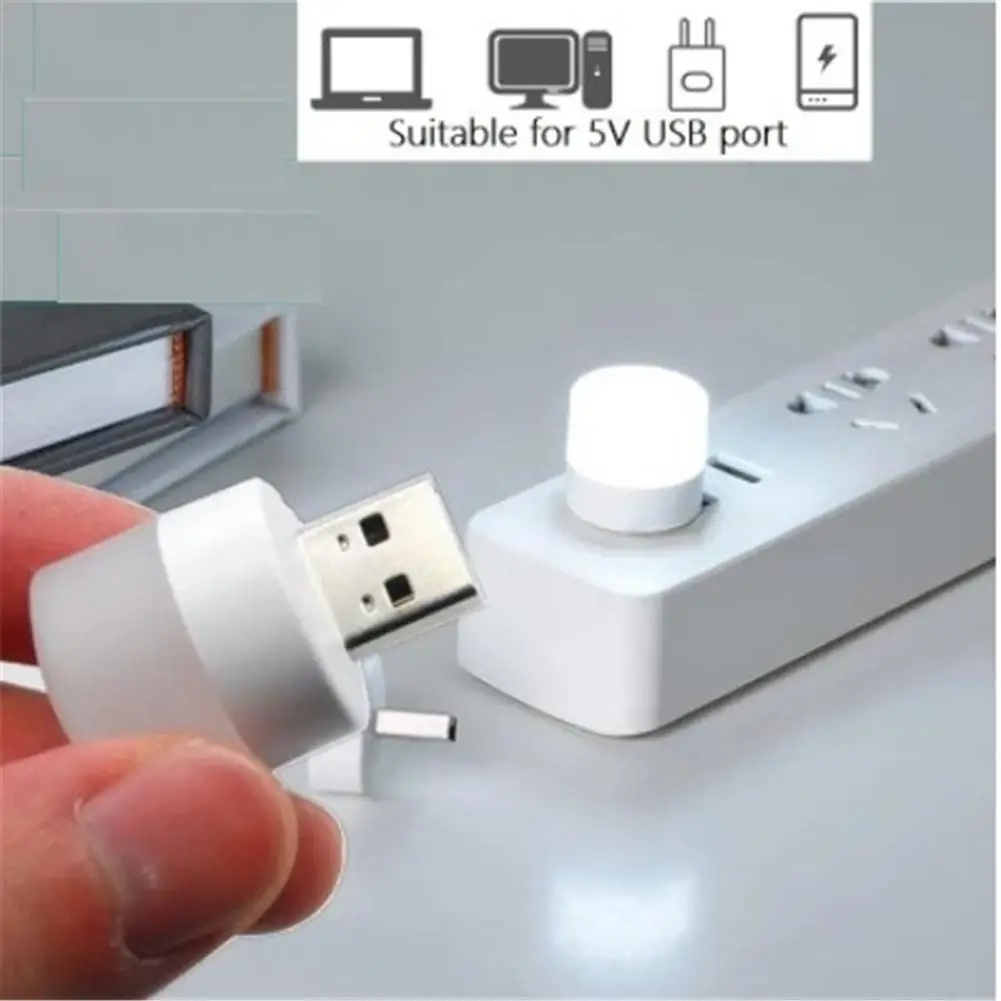 1 stücke USB Stecker Lampe 5V 1W LED Nacht Licht Computer Mobile Power Lade Kleine Runde Buch Lampen augen Schutz Lesen Lichter