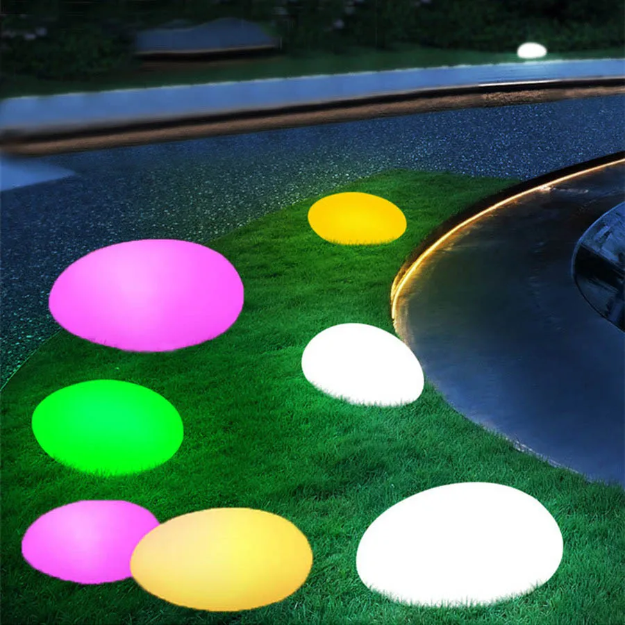 

Водонепроницаемый IP65 светодиодный светящийся шаровой светильник, уличный светодиодный садовый глобус, булыжник, RGBW, цветной каменный торшер с пультом дистанционного управления