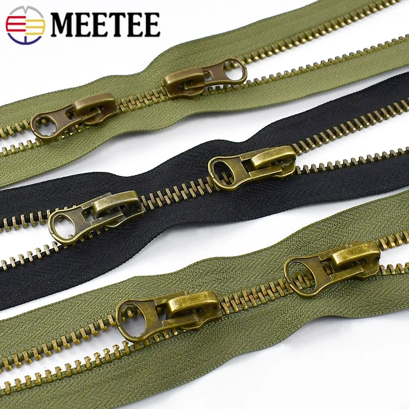 8# Metal Zipper Close-End 12-25cm Open-End 70-120cm Zips Double Slider Two Way Zip for Coat Jacket Down Repair Kit DIY Accessory