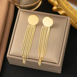 316L Stainless Steel Gold Color Tassel Earrings For Women Fashion Trendy Ear Pendant Jewelry Party Wedding Gift