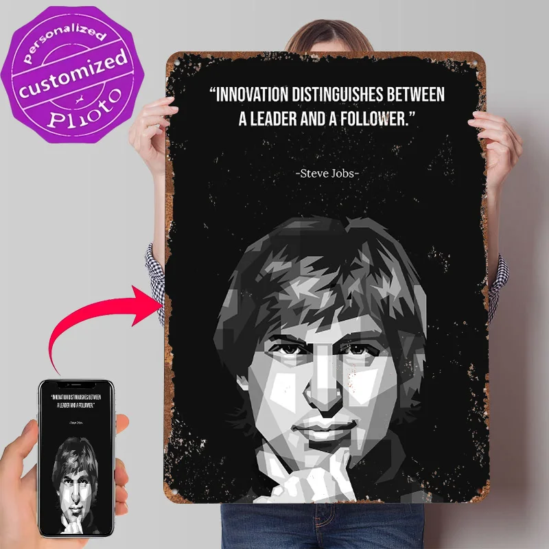 Steve Jobs WPAP Metal Poster Customized Wall Art Retro Vintage Tinplate Signs for Interior Accessories Bedroom Decoration Gaming