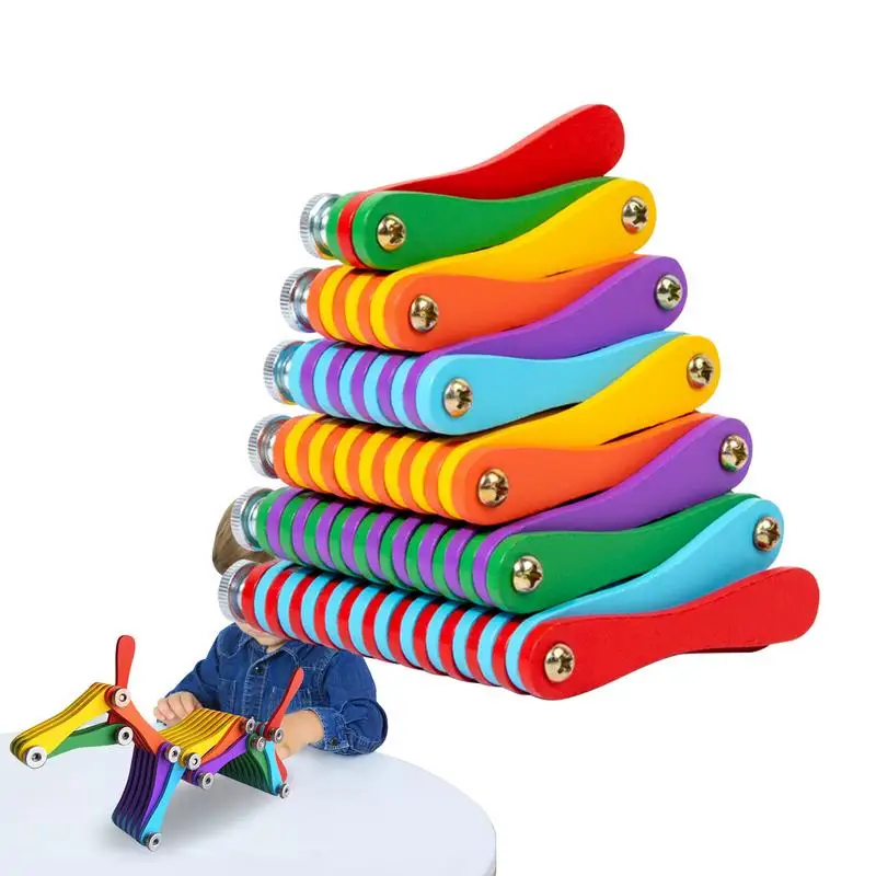 Wood Stacking Toy Wooden Adjustable Folding Toys Educational Assembly Kit Fine Motor Skills Toys Portable Sensory Toys