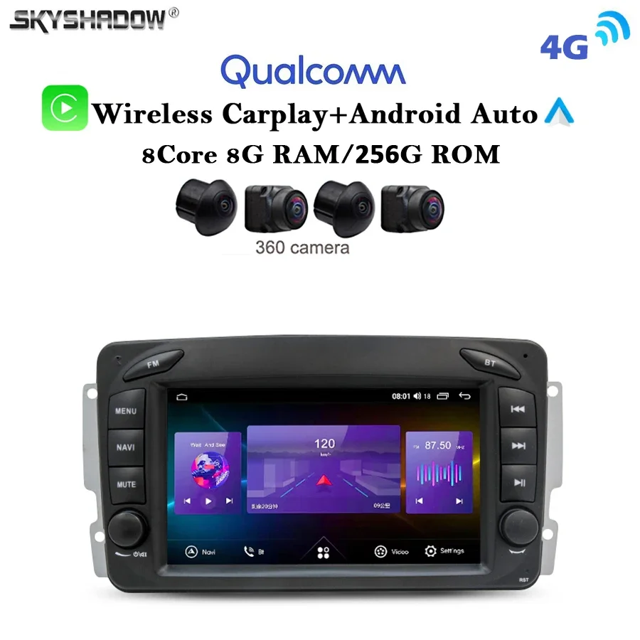 

12G + 256G Carplay Android 13.0 IPS DSP Автомобильный DVD-плеер GPS Карта WIFI Bluetooth RDS Радио для Benz W209 W163 W203 W168 Viano Vito