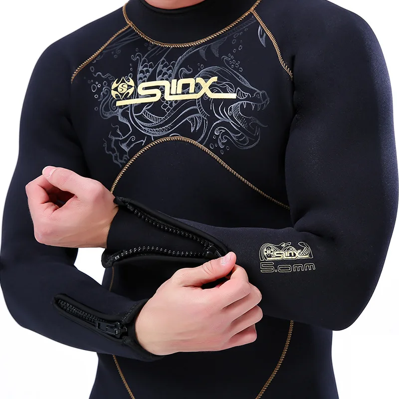 Men\'s Thickened and Thermal Diving Suit 5mm Wetsuit Keep Warm for Snorkeling Surf Swimming Winter One-Piece Neoprene Swimwear