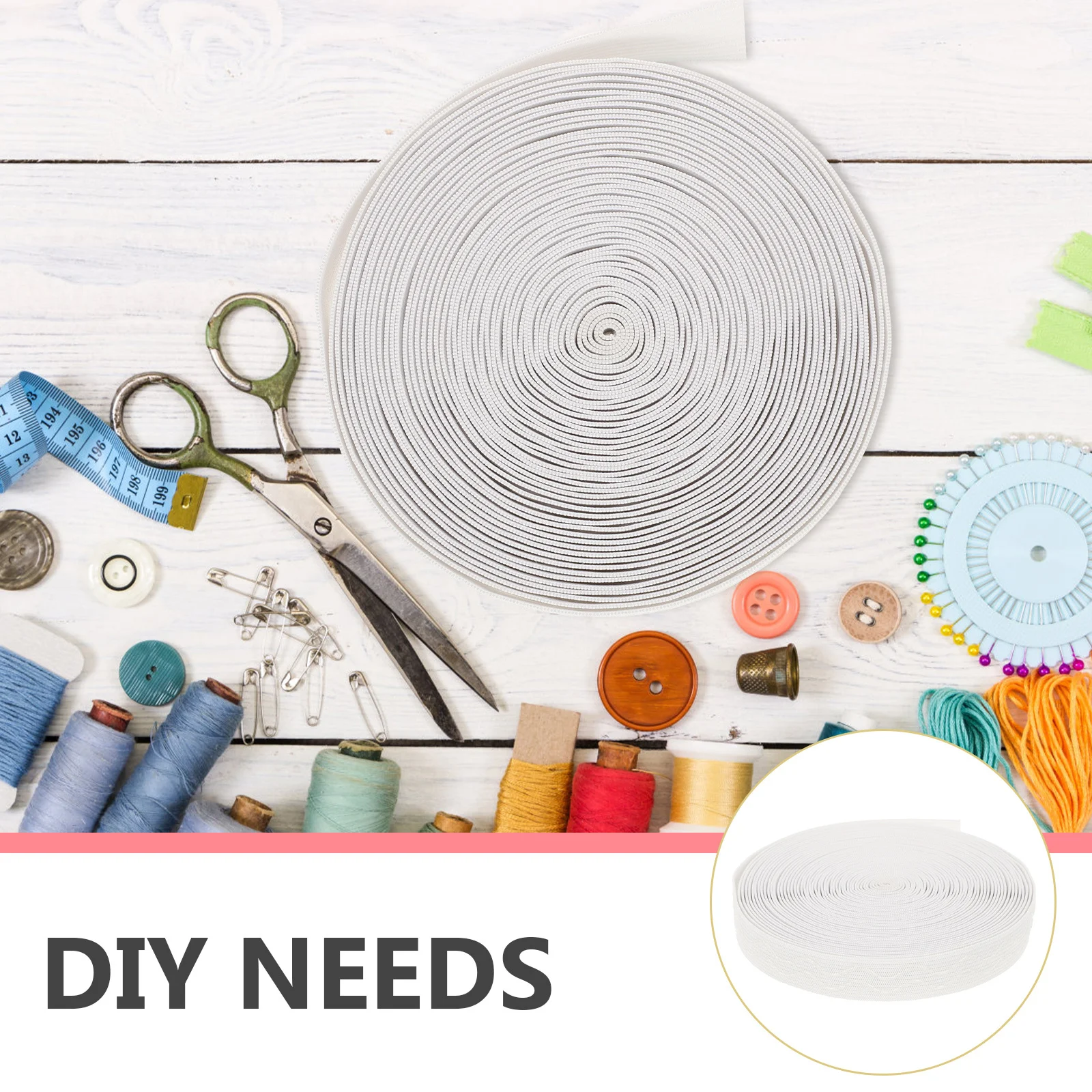 

Roll of Polyester Elastic Ribbon Band for DIY Sewing Craft Projects Household Cuffs Clothing Accessories Costume Making Flat