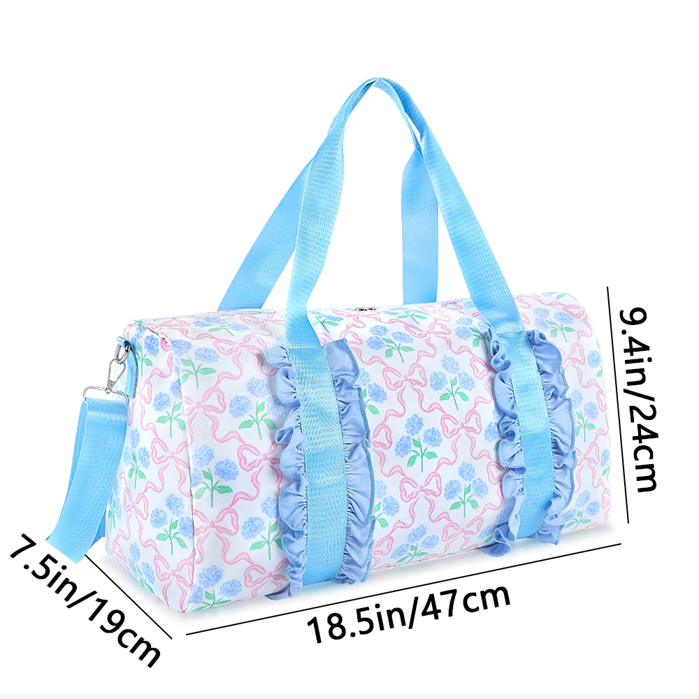 Floral Print Weekend Bag - Lightweight Carry-On for Airplane Travel - Customizable Medium Overnight Bag