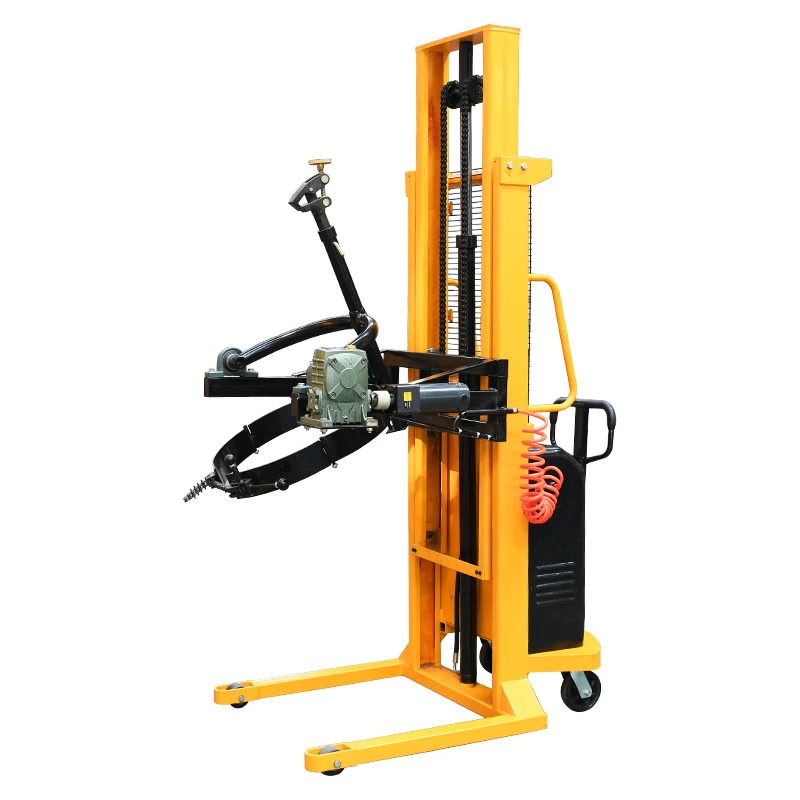 Electric oil drum lifting and flipping car Semi-electric oil drum unloading car with weighing drum loading and unloading stacker