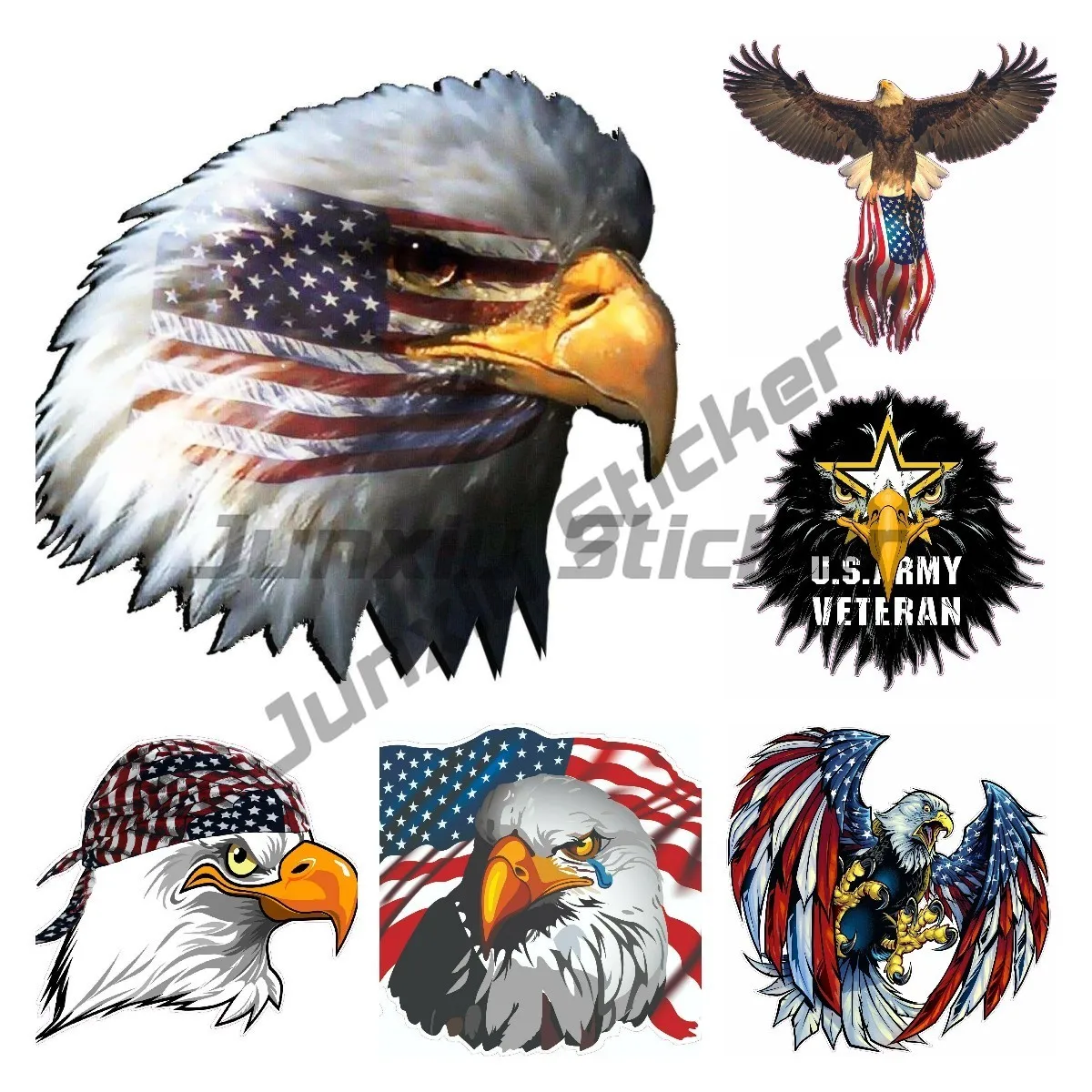 American Flag Bald Eagle Wings Decal for Auto Motocross Racing Laptop Helmet Trunk Vinyl Waterproof Decal