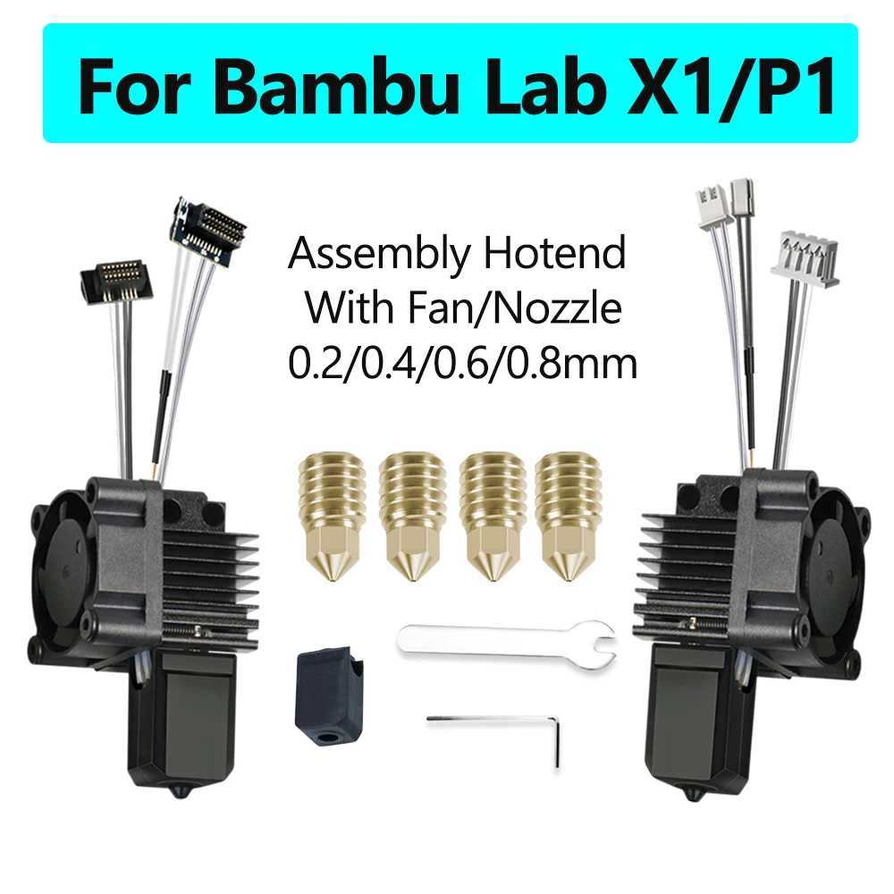 مجموعة Hotend الكاملة Hotend لـ Bambu Lab X1 X1C P1P P1S مع ترقية المروحة 2.0 مع فوهة مختبر الخيزران الكامل X1 الكربون