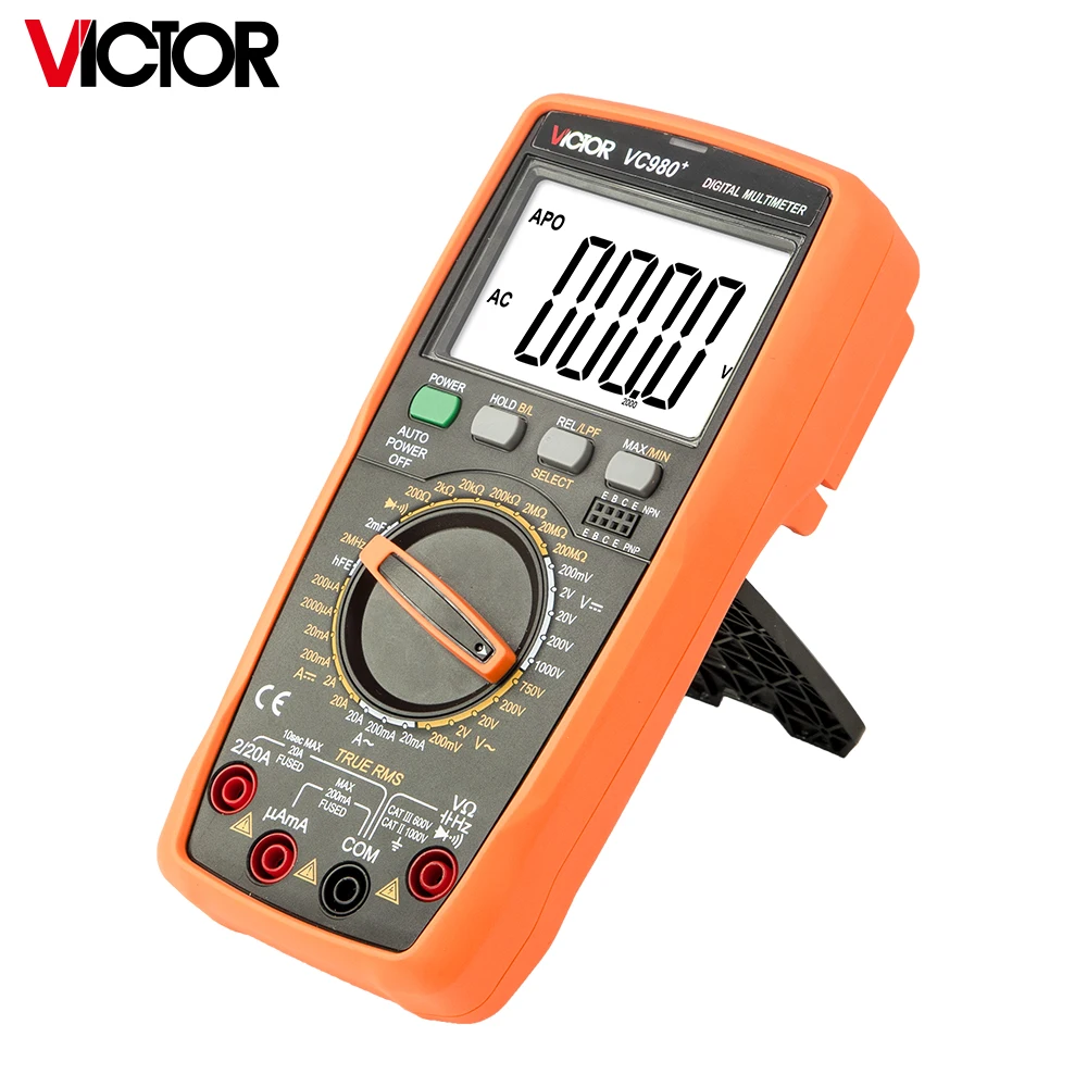 Victor 980+ High-Precision Digital Multimeter 19999 Counts 1000V 20A AC/DC Frequency Testing Meter Intelligent Triode Tester