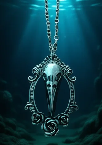 Gothic Crow Raven Bird Skull Necklace Woodpecker Crane Head Oddity Black Enamel Rose Pendant Oddities Goth Jewelry