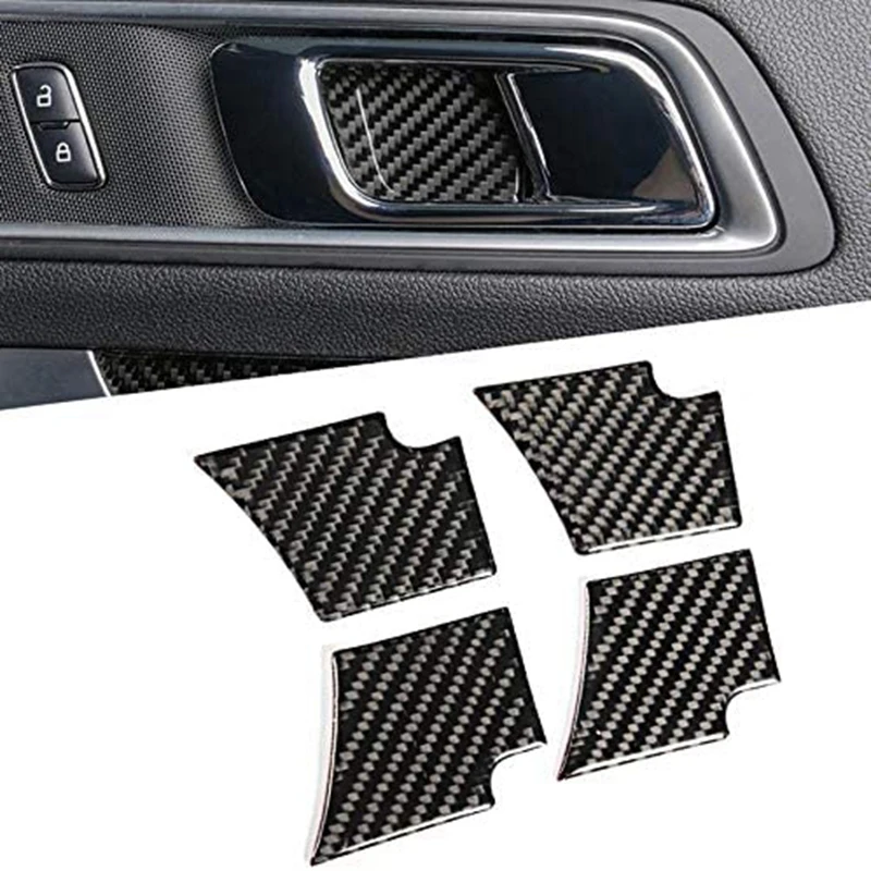 4Pcs Car Real Carbon Fiber Car Inner Door Bowl Moulding Decoration Trim Fit For Ford Explorer 2013-2019