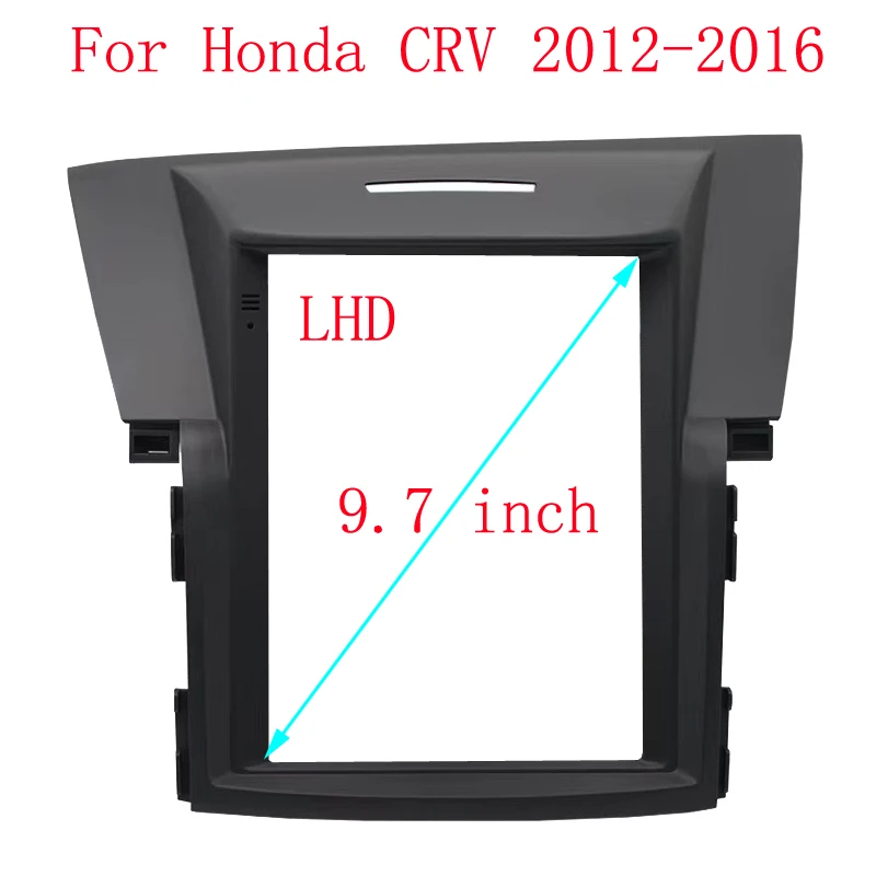 9.7 Inch 2 Din Car Radio Fascias For Honda CRV 2012-2016 Tesla Style Multimedia Frame Video Player Navigation DVD Panel Trim Kit