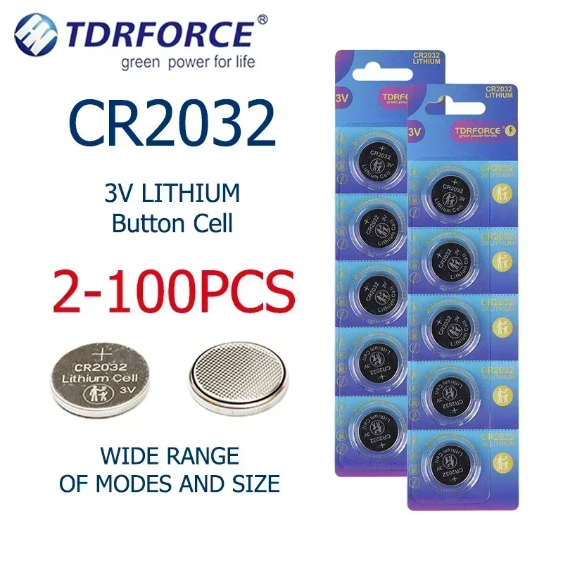 2-100 Uds CR2032 batería cr2032 botón moneda batería 3V baterías de litio para reloj calculadora juguetes coche Control remoto pila de moneda