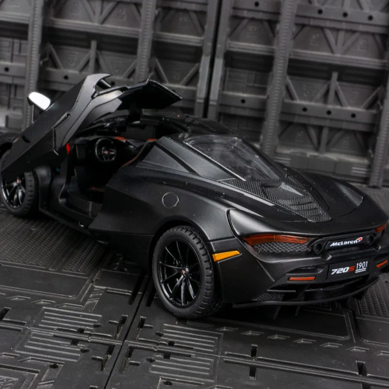 Ornement de modèle de voiture en alliage McLaren 720 1:24, jouet de course régénératif pour enfants, porte et capot peuvent être ouverts