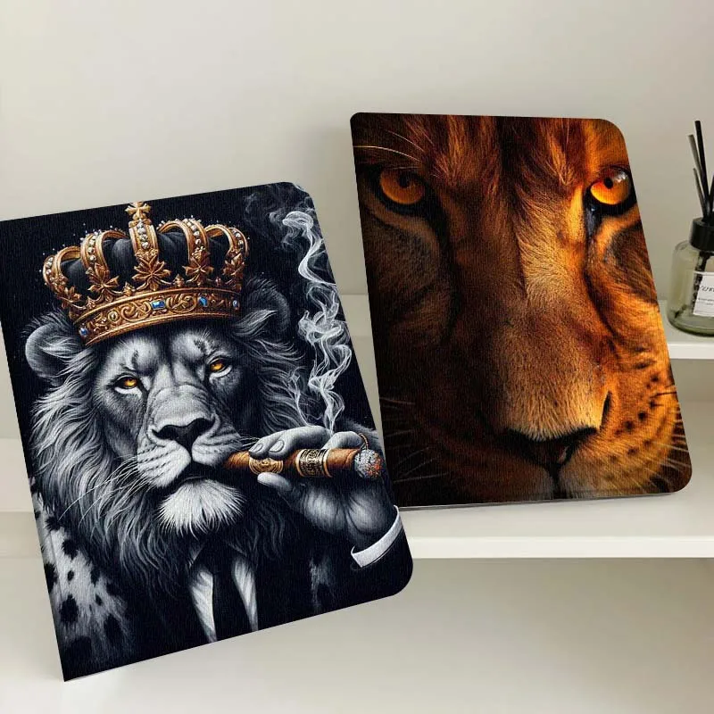 

Art Popular Cool Lion Creative Gift For Apple iPad Pro Air 13 2 7th 6th 2025 M2 M3 M4 M512.9 13 inch Foldable Tablet Case