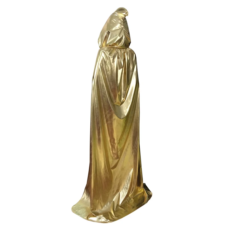 Capa CON CAPUCHA DE ORO plateado para adultos, disfraz de Cosplay para hombre y mujer, vestido de fantasía para carnaval, Halloween, fiesta, talla S-XL