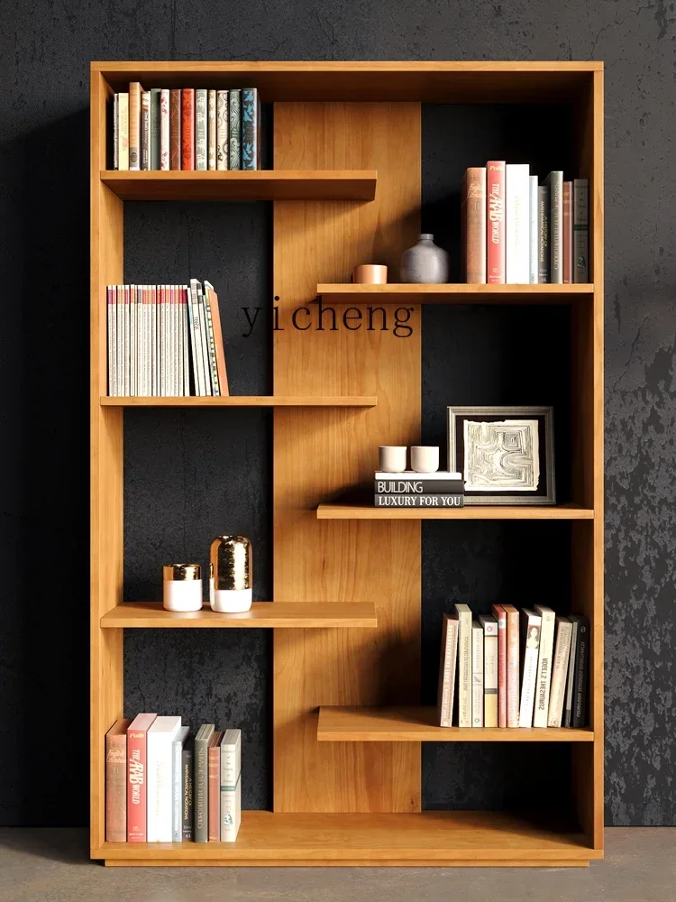 Solid Wood Shelf Floor Multi-Layer Shelf Living Room Locker Student Bookcase Home Wall Storage CabinetD18