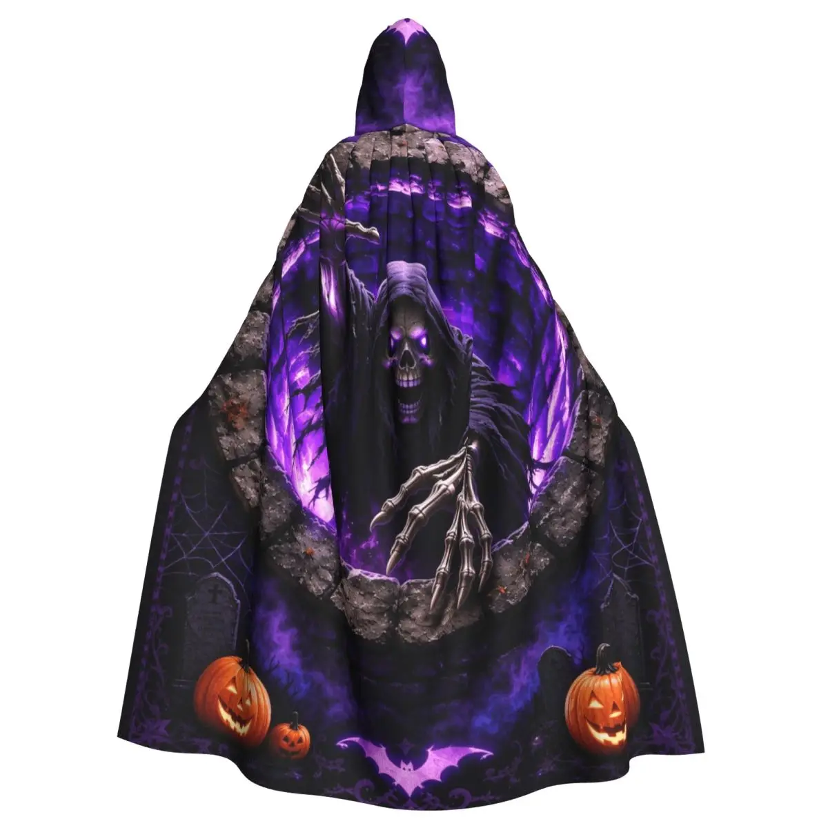 3D Illusion Halloween Hooded Cloak Spooky Ghost Aldult Cape Gothic Halloween Costume Party Accessory