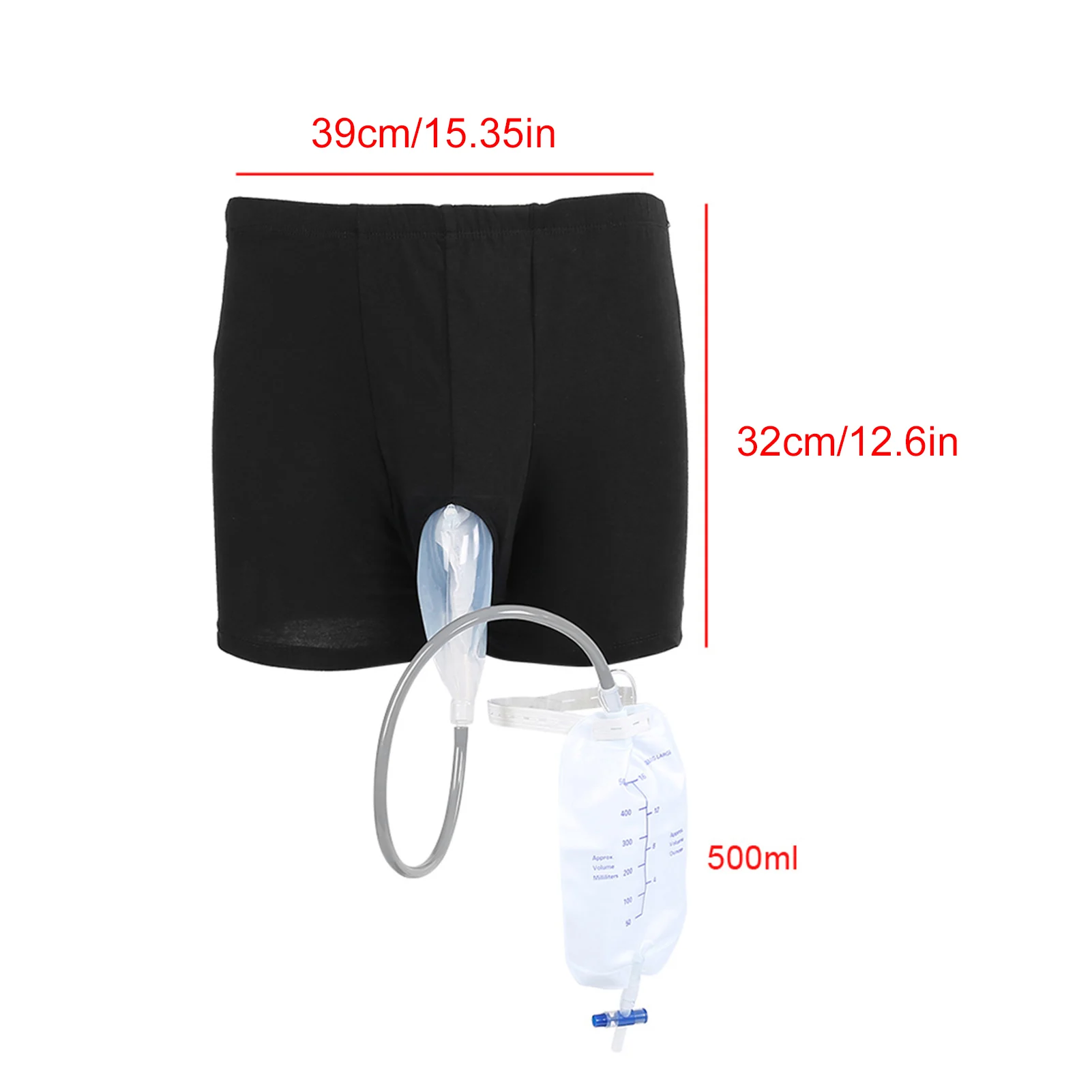 500ml Reusable Male Urinal Leg Bag Silicone Urine Funnel Pee Holder Collector with Catheter