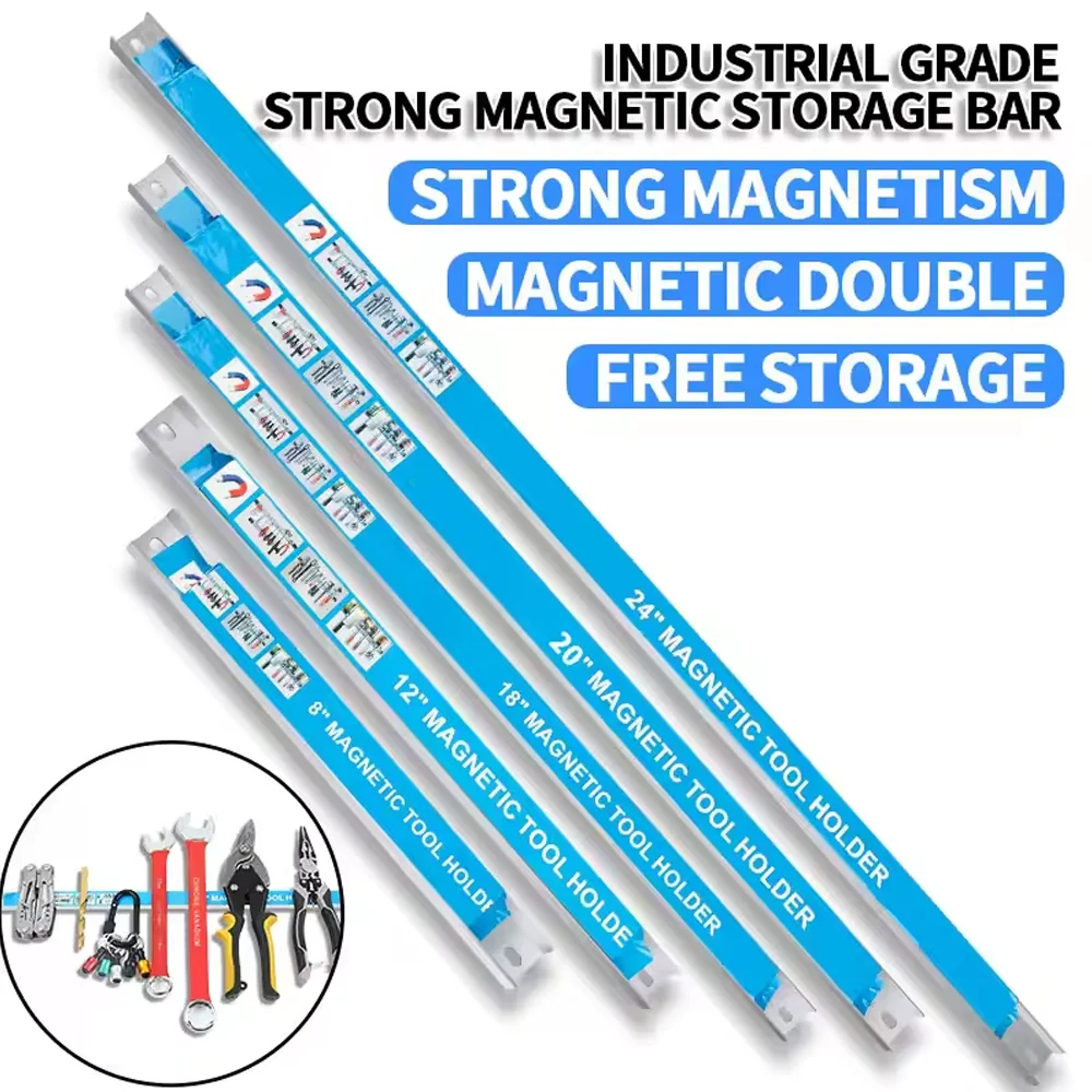 Heavy Duty Magnetic Tool Bar Strong Magnet Strip for Garage & Workshop Holds Tools Knives & Metal Items Securely