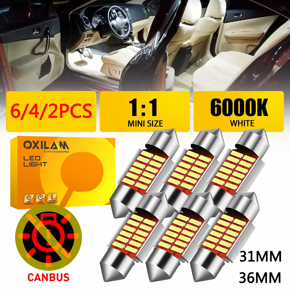 

6/4/2 шт. Festoon C5W светодиод 31 мм 36 мм C10W Canbus внутренняя лампа номерного знака белая 12 В для VW Golf 3 4 5 6 Passat B6 B5 3c Polo