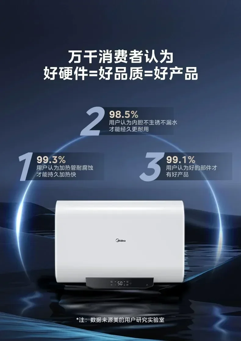 Household bathroom ultra-thin horizontal electric water heater - non-head storage type.