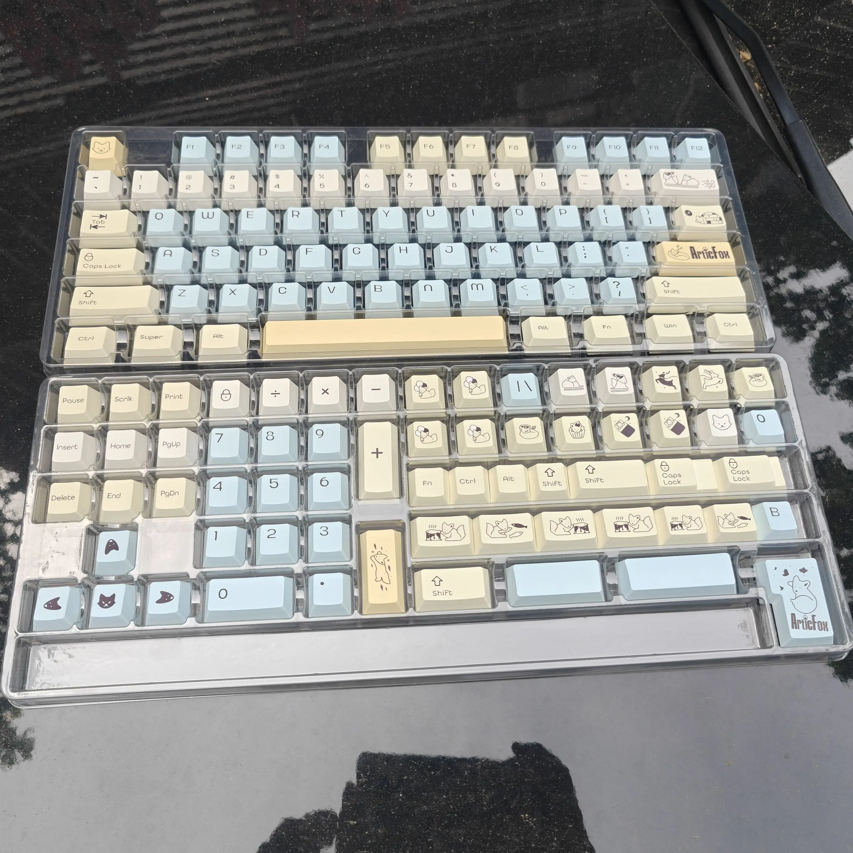 C 폭스 키캡 Pbt 체리 5면 승화 키캡 귀여운 파란색 노란색 139키