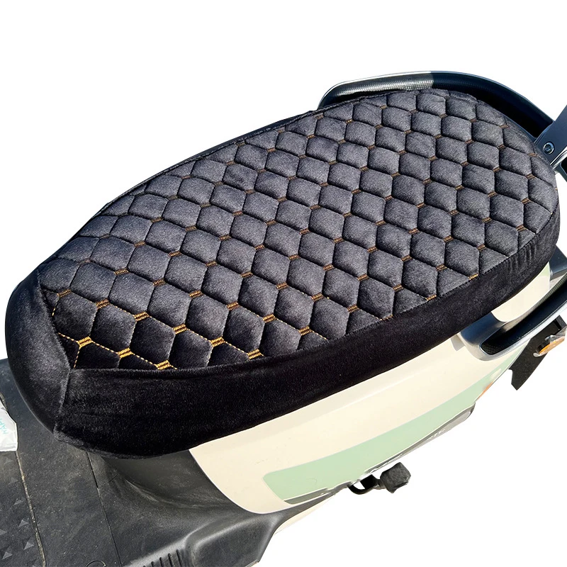 Warm Plush Motorcycle Seat Cushion Cover Protector Winter Sponge Padded Mat Electric Scooter Universal Non-slip Wear-resisting