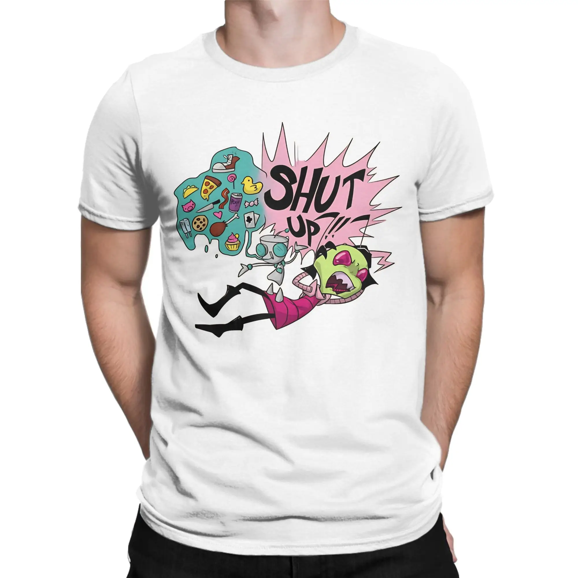 Men T-Shirts Gir Bothers Zim Creative Cotton Tee Shirt Short Sleeve Invaders Zims T Shirts Crew Neck Clothes Original