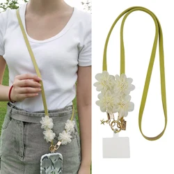 Mobile Phone Lanyard Crossbody Lanyard Long Mesh Flower Diamond Patterned Neck Strap Hang Pendant Universal Clip Anti Loss Strap