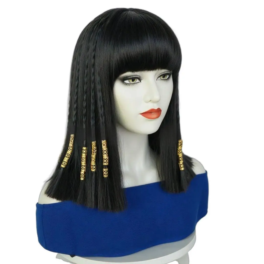 Vrouw Cleopatra Cosplay Egypte Koningin Pruik Cleopatra Accessorie Hoofddeksel Dans Halloween Party Rollenspel Cosplay Pruik Kostuum